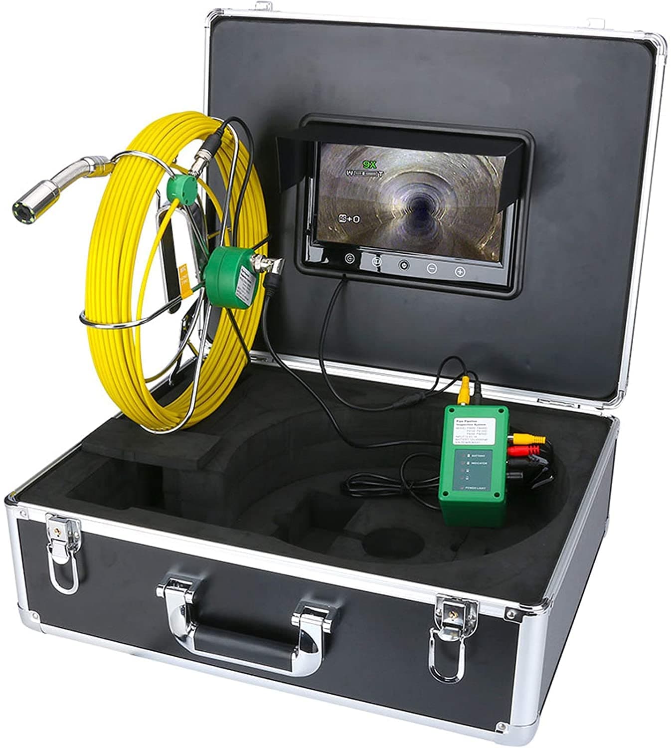 Pipe Inspection Camera, Ip68 Waterproof Drain Sewer Camera For Pipe Inspection Industrial Pipeline Endoscope Snake Video System With 9 Inch Lcd Monitor 1000Tvl Camera