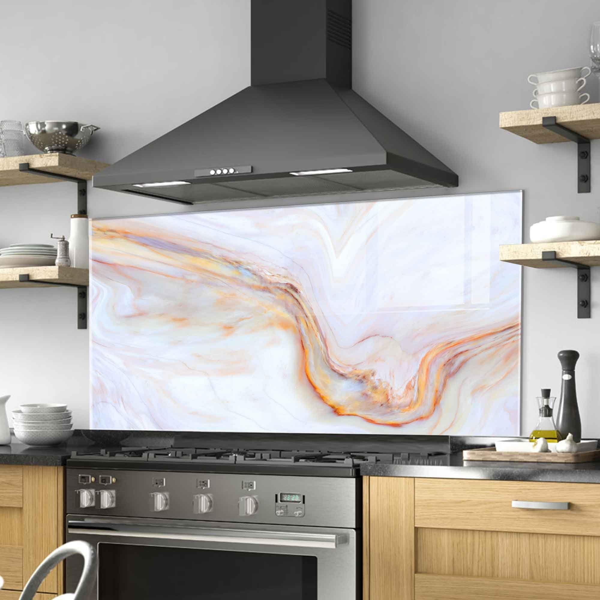 Tempered Glass Kitchen Backsplash, Stove Back Top Cover, Splashback Tile, Kitchen Sink Cover Splash Guard, Home Wall Decor (25.5x12''-(65x30cm))