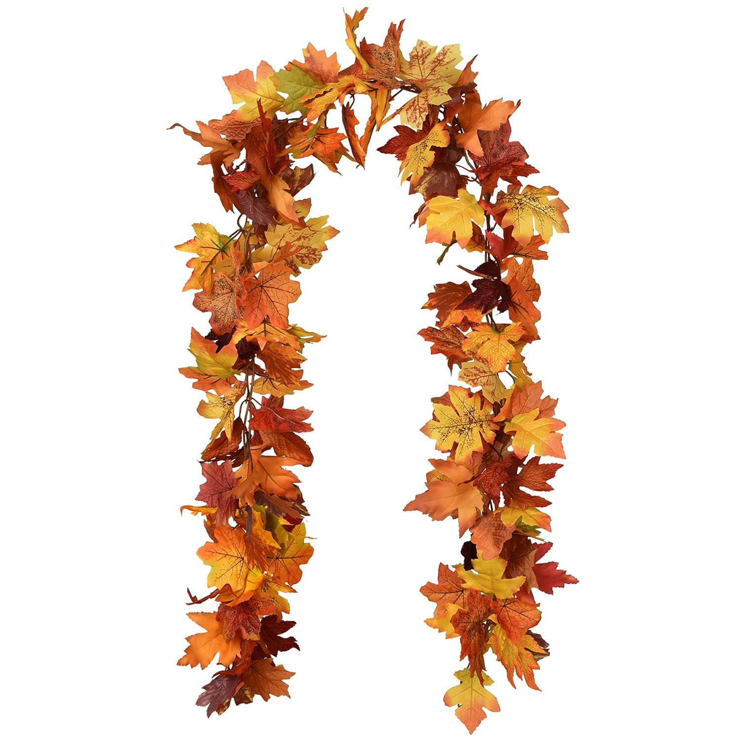 Lvydec 2 Pack Fall Maple Garland - 5.9ft/Strand Artificial Fall Foliage Garlands Assorted Color Leaves Autumn Decor for Home Wedding Halloween Thanksgiving Party