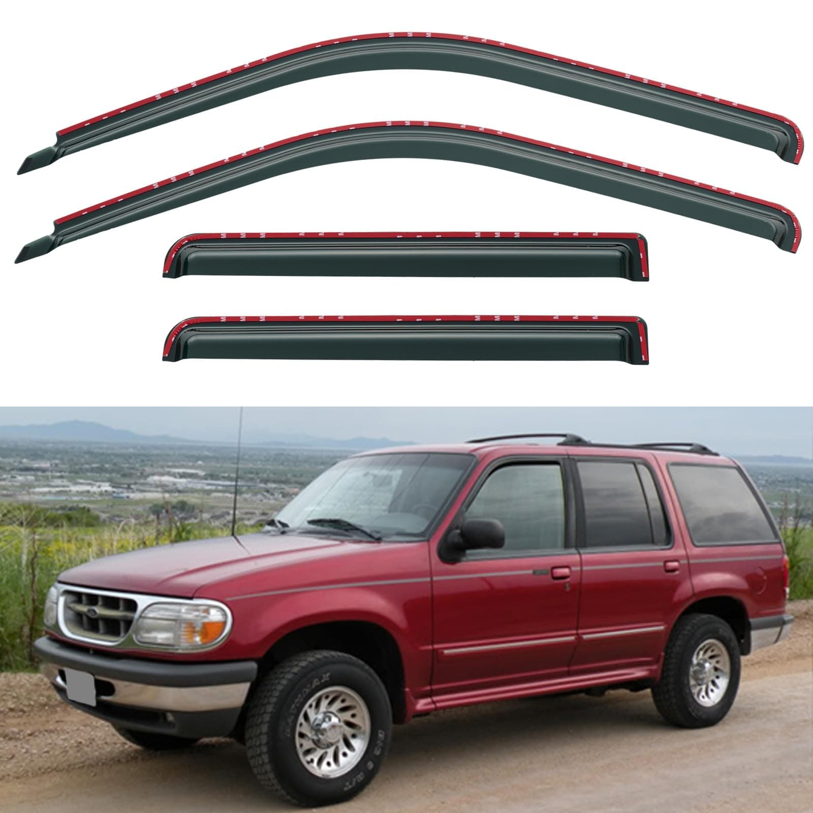 in-Channel Window Visors Rain Guards Shield for 1991-2001 Ford Explorer, Window Vent Wind Deflectors Visors Shades for 2001-2005 Ford Explorer Sport Trac