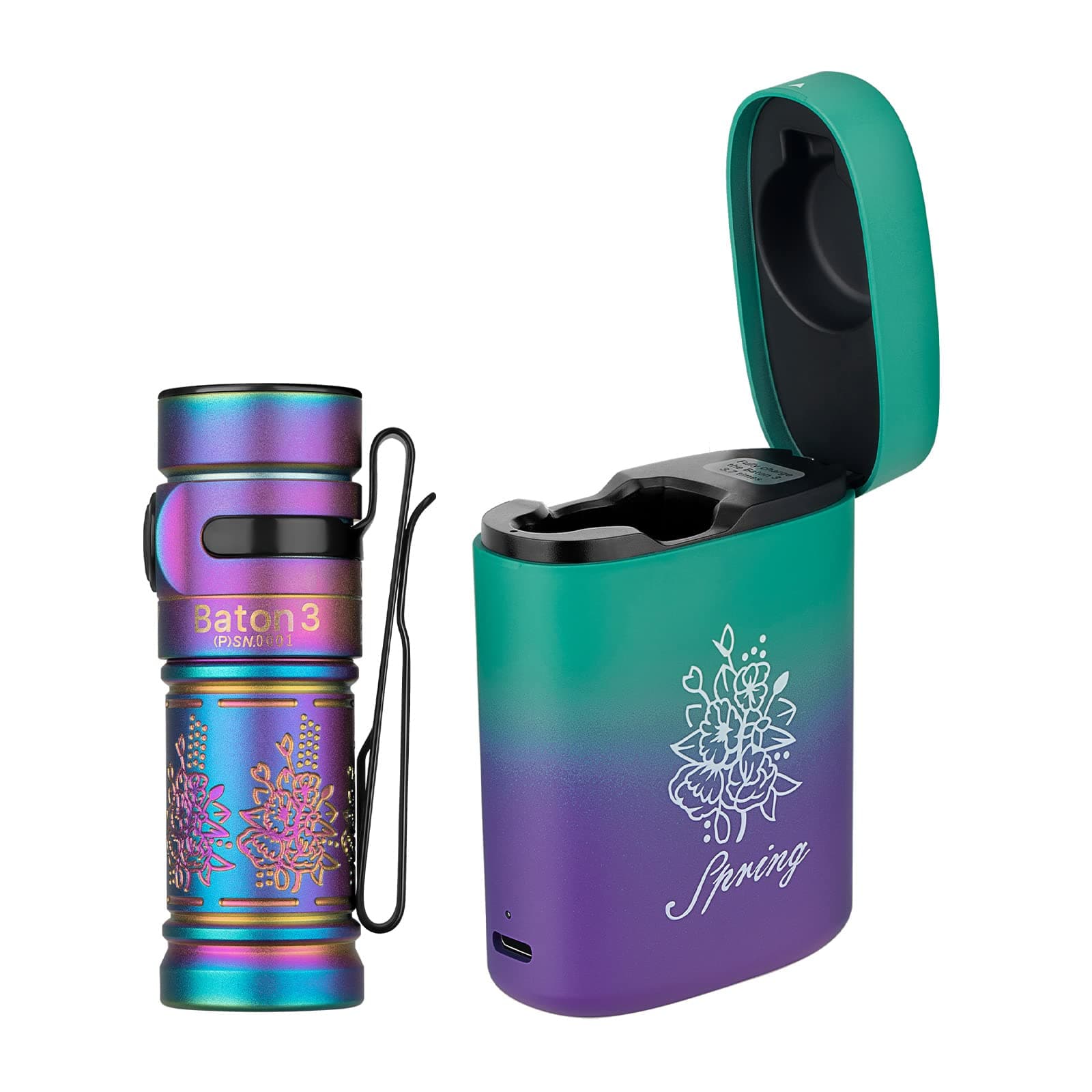 OLIGHT Baton3 Premium Edition 1200 Lumens Compact LED Flashlight Powered by a Single Rechargeable Battery, with Charging Box (Spring)