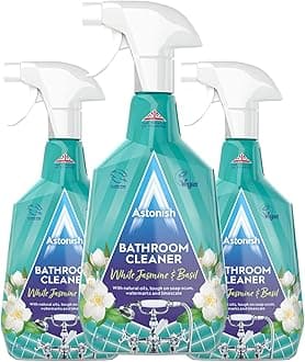 - Streak Free Foaming Bathroom Cleaner Spray Bottle 3 Pack - Deep Cleaning White Jasmine & Basil Scented Spray For Soap Scum, Watermarks & Limescale - Cleaning Supplies, 750 ml Bottle