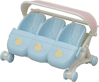 Calico Critters Triplet Stroller - 2-in-1 Stroller and Car Seat Accessory for Triplet Babies
