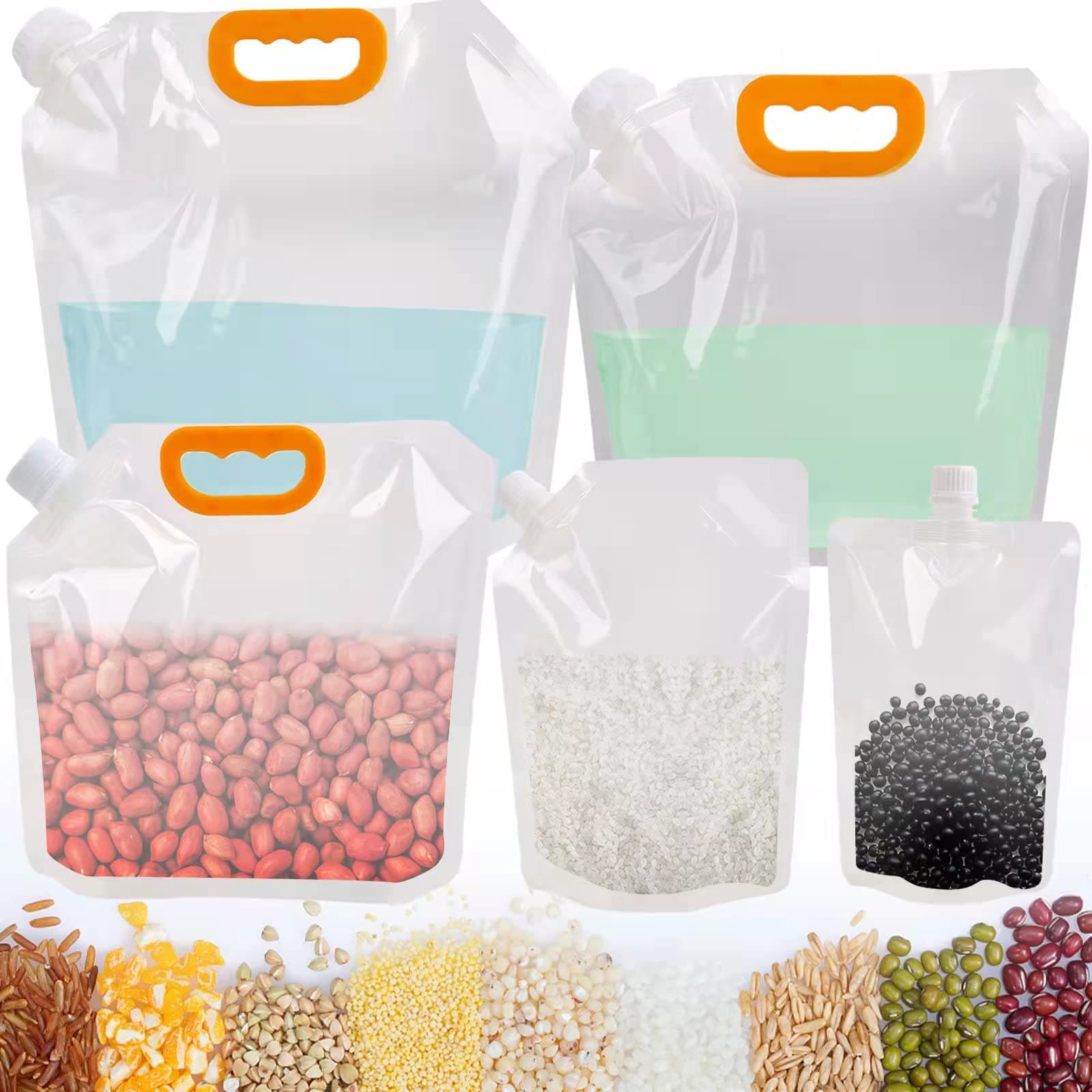 10PCS Grain Moisture-Proof Sealed Bag, Reusable Clear Grain Storage Suction Bags, Safe Waterproof Food Packaging,Stand Up Sealed Packaging Bags (0.5L)