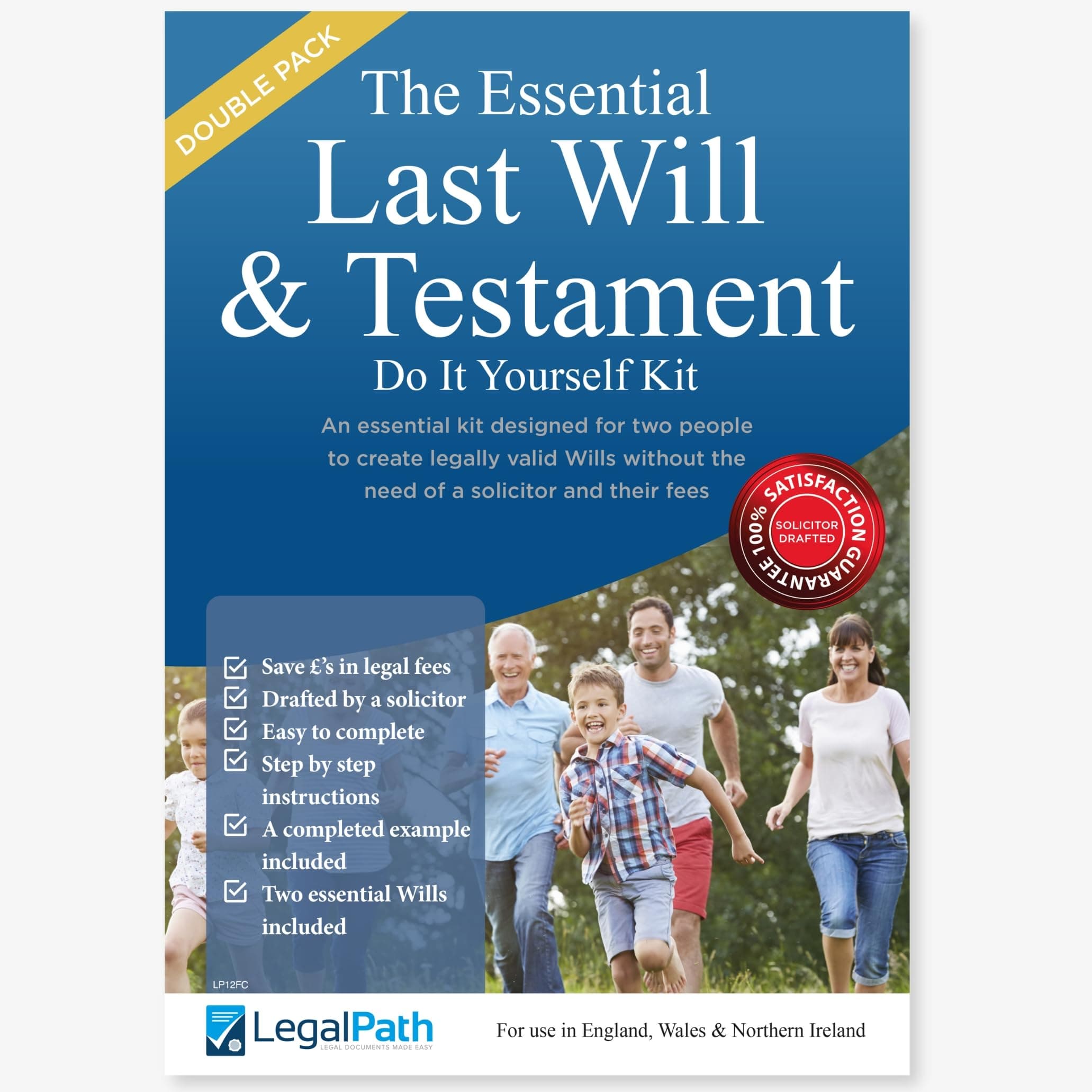 LegalPathDouble Pack Essential Last Will and Testament (DIY Will Kit UK) 2020 Edition by - Really Simple to Complete & Includes Comprehensive Guide