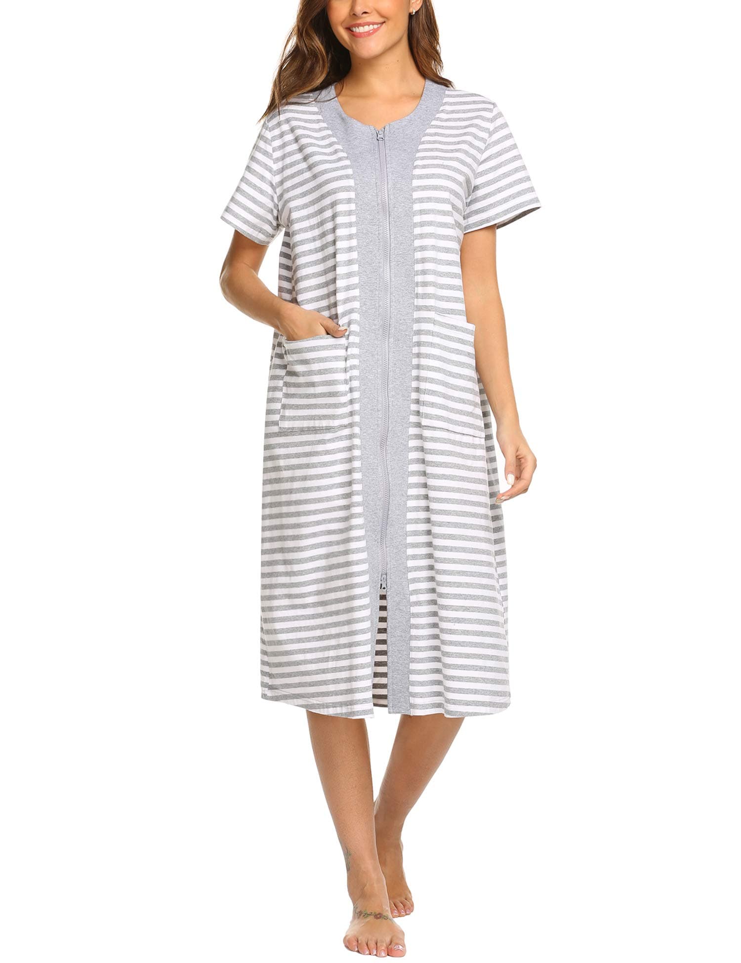 Women's Zipper Front Long Housedress