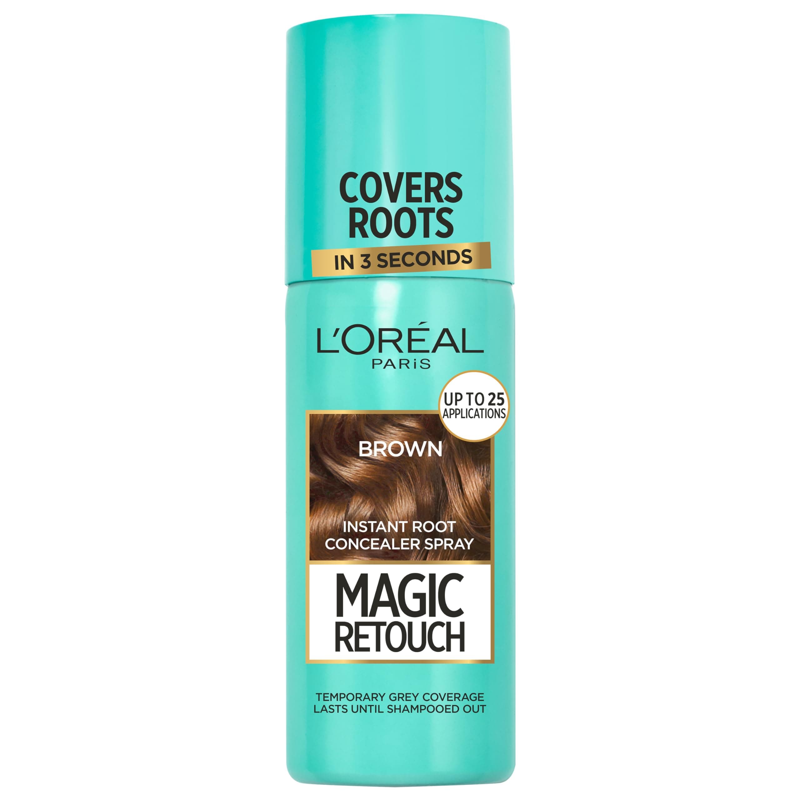 L’Oréal Paris Magic Retouch Instant Root Concealer Spray, Quick Grey Coverage, Easy Application, Home, Salon Hair Dye or Hair Colour, Shade: Brown, 75ml
