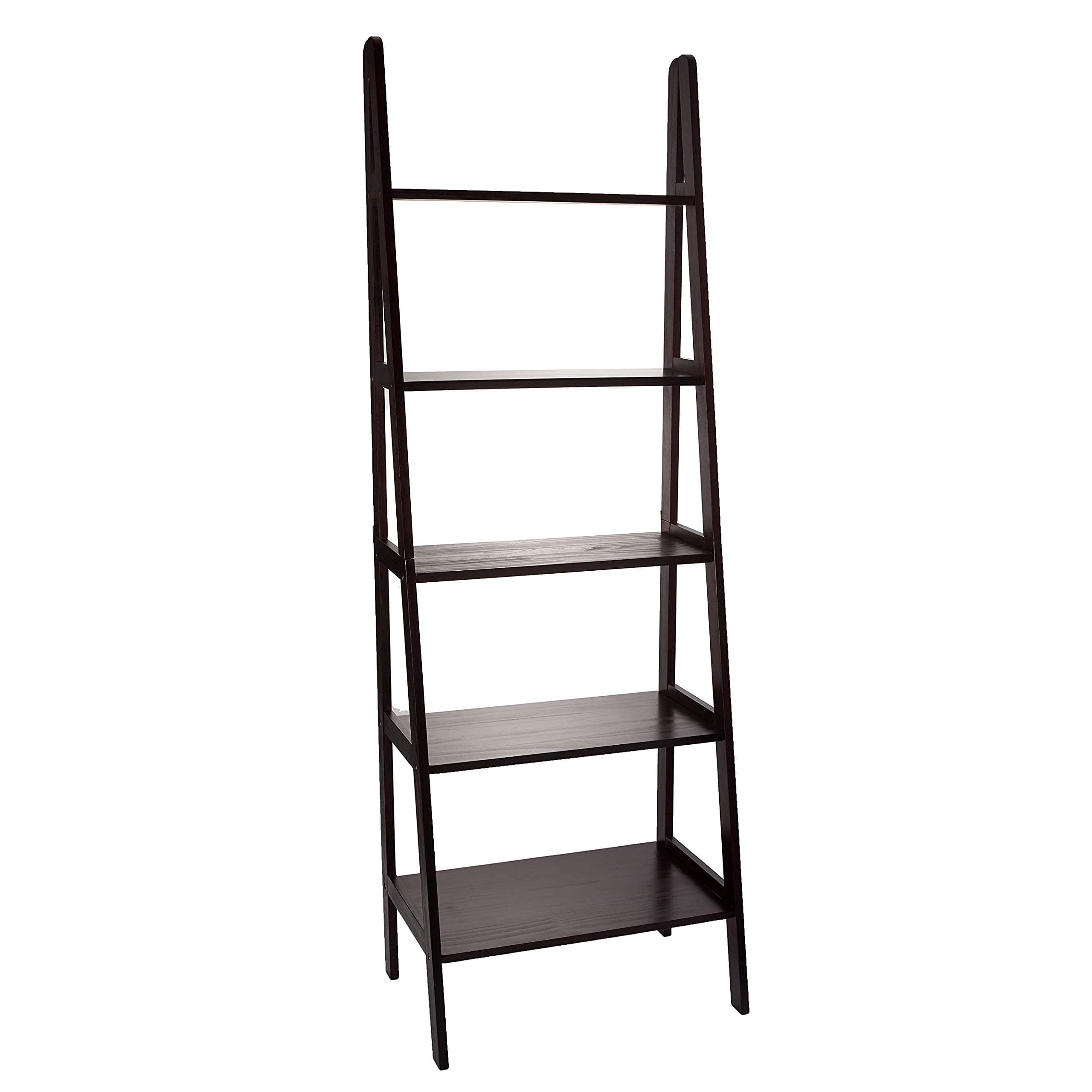 Casual Home 100% Solid Wood 5-Shelf Ladder Bookcase, Standard, 72"H, Espresso