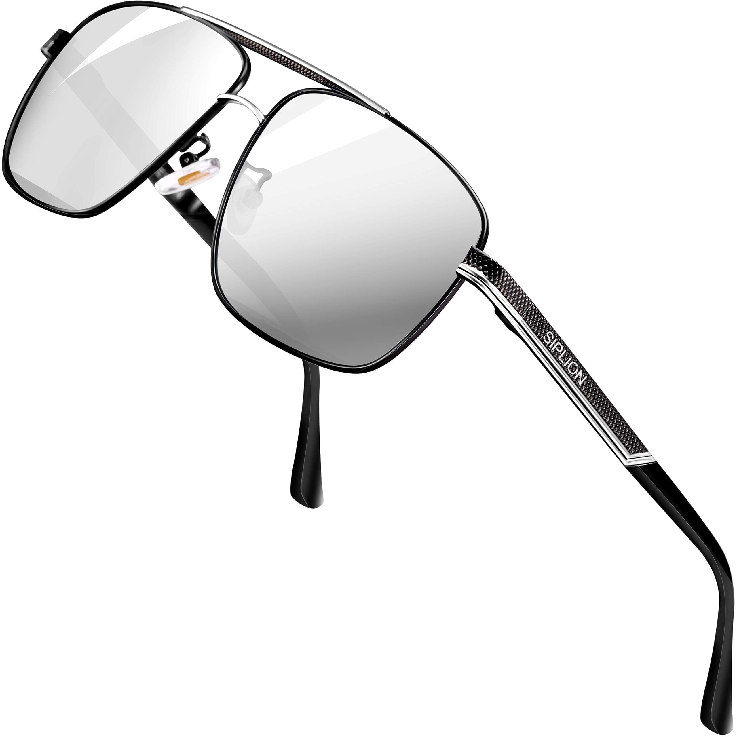 SIPLIONMen's Driving Polarized Rectangular Square Sunglasses man Metal Frame UV400 CAT 3 CE