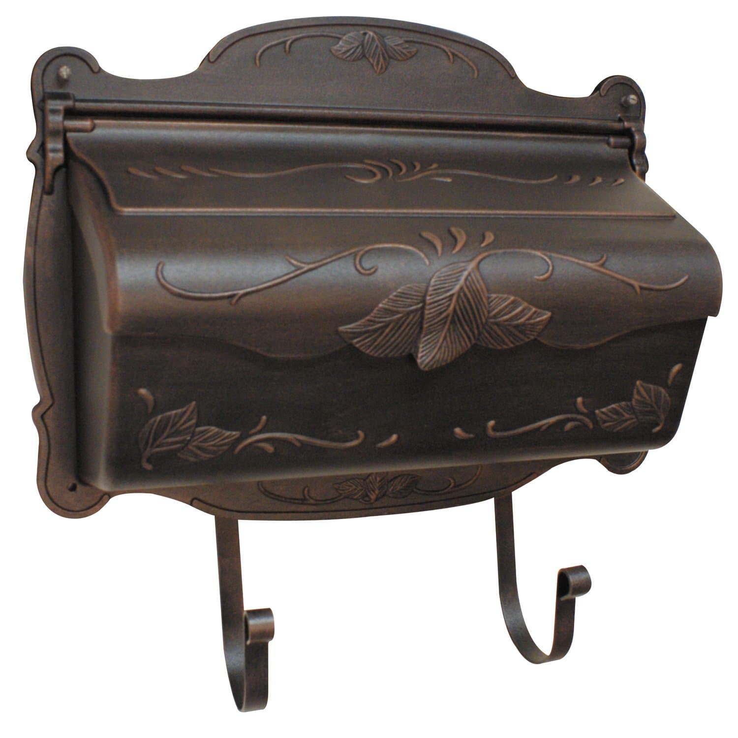 Special Lite Floral Horizontal Wall Mount Mailbox - Copper Aluminum Mailbox for Wall Mount - SHF-1001-CP