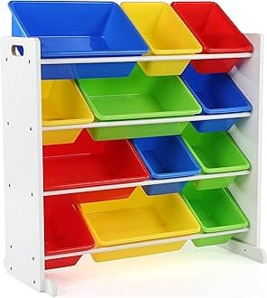 Tot Tutors Kids' Primary Colors Large Storage Bins, Set of 4 (Kids Toy Storage/Whiite Primary)