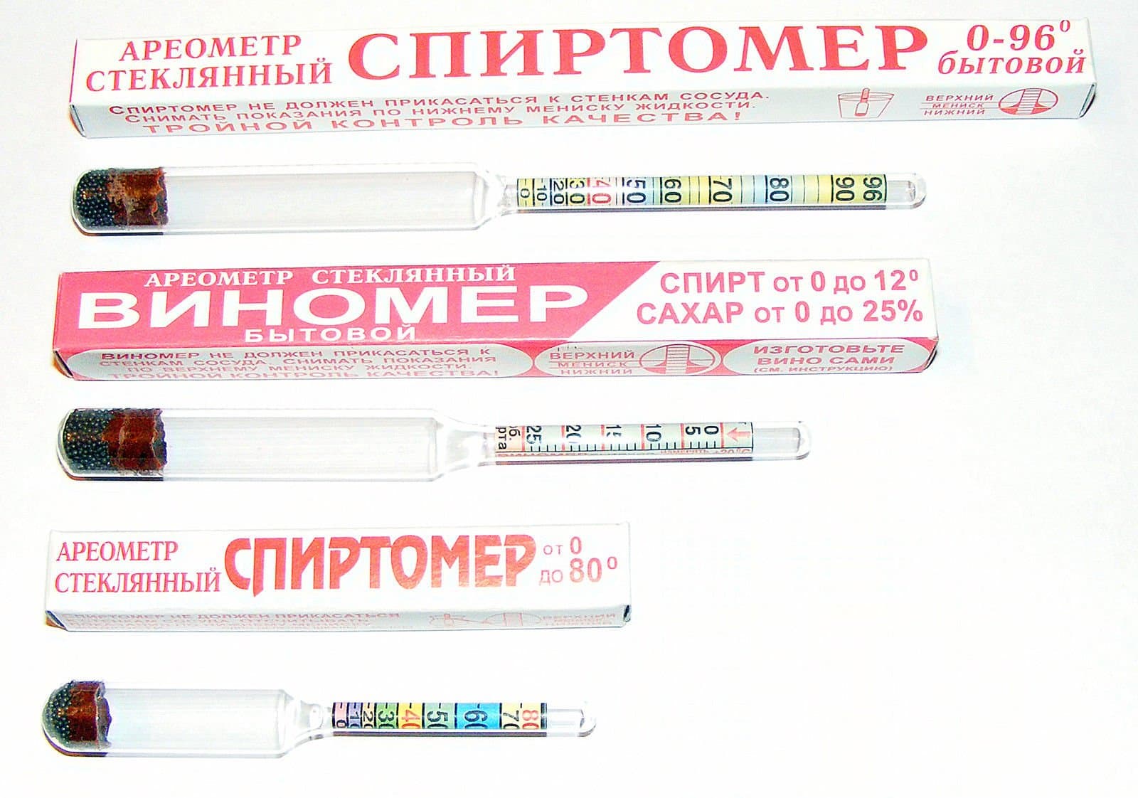 3 Alcoholmeter Spirtometer Hydrometer Alcohol Meter Vinometer Tester 0-96%