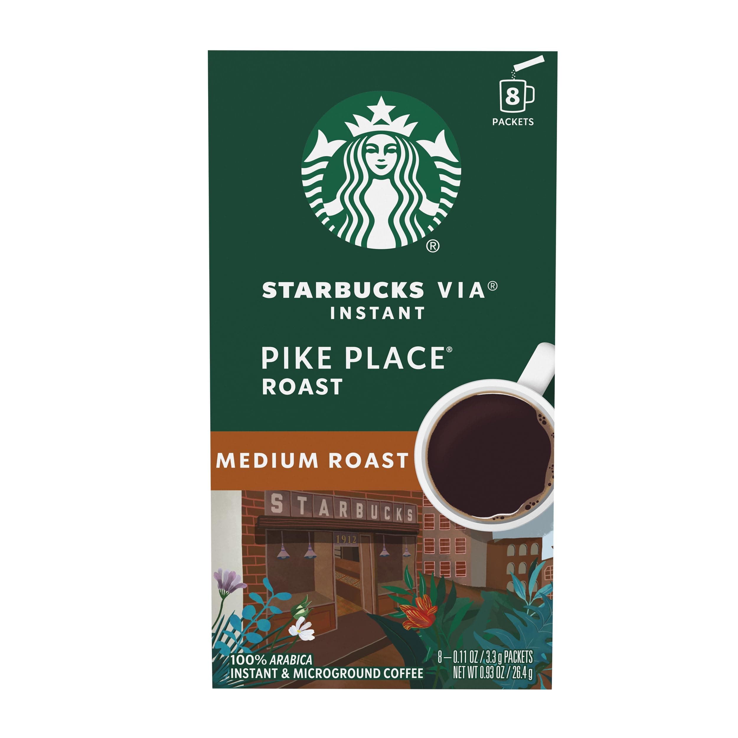 Instant Medium Roast and Microground Coffee (Pike Place Roast) 8 – 3.3g Packets