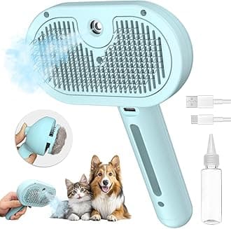 3-in-1 Self-Cleaning Pet Brush for Shedding - Removes Static and Loose Hair from Dogs and Cats (Blue)