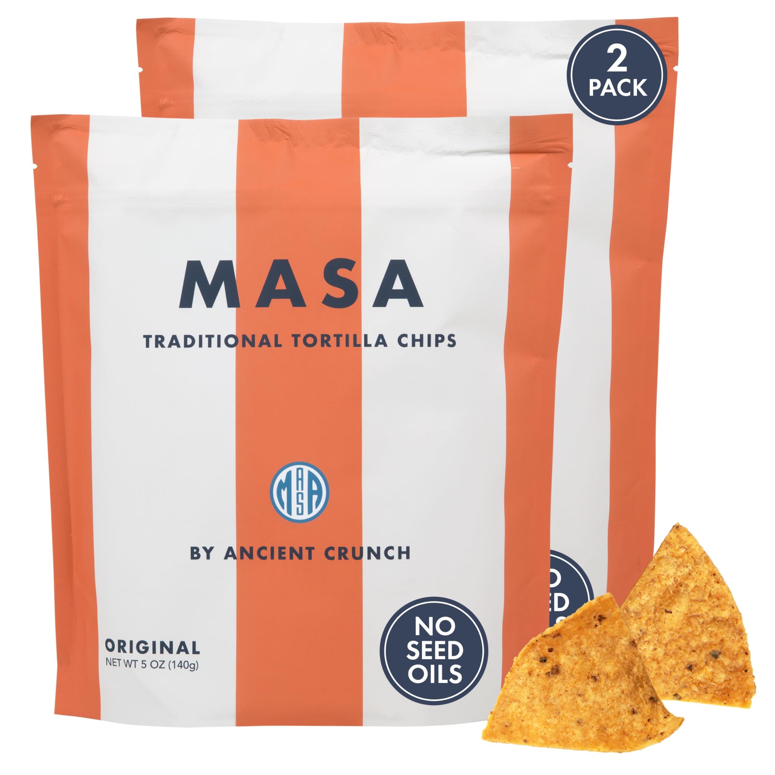Ancient Crunch Masa Chips-Tortilla Snack Pack-Naturally Cultured Corn Chips, Seed Oil-Free-Low Carb Snacks-Made with E Grass Fed Cattle Tallow