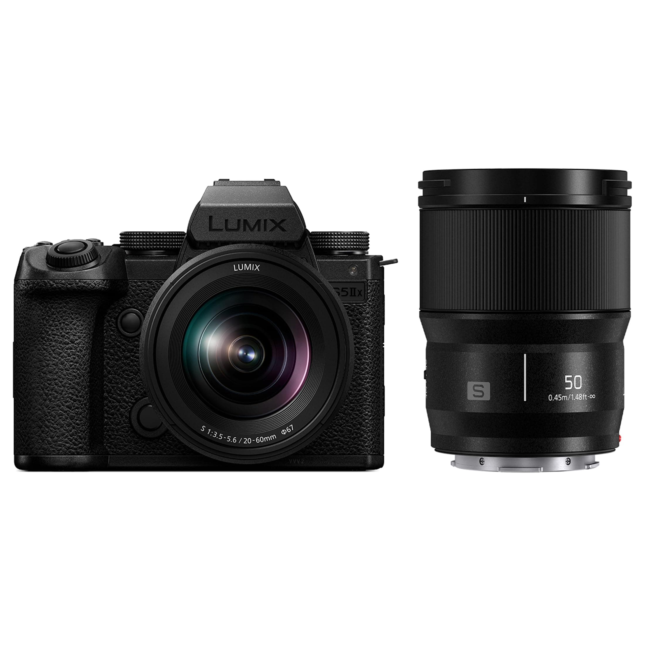 Panasonic LUMIX S5IIX Mirrorless Camera, 24.2MP Full Frame Phase Hybrid AF, Unlimited Recording, 5.8K Pro-Res, RAW, IP Streaming, 20-60mm F3.5-5.6 + 50mm F1.8 Lenses, LUMIX Digital Camera, DC-S5M2XWK