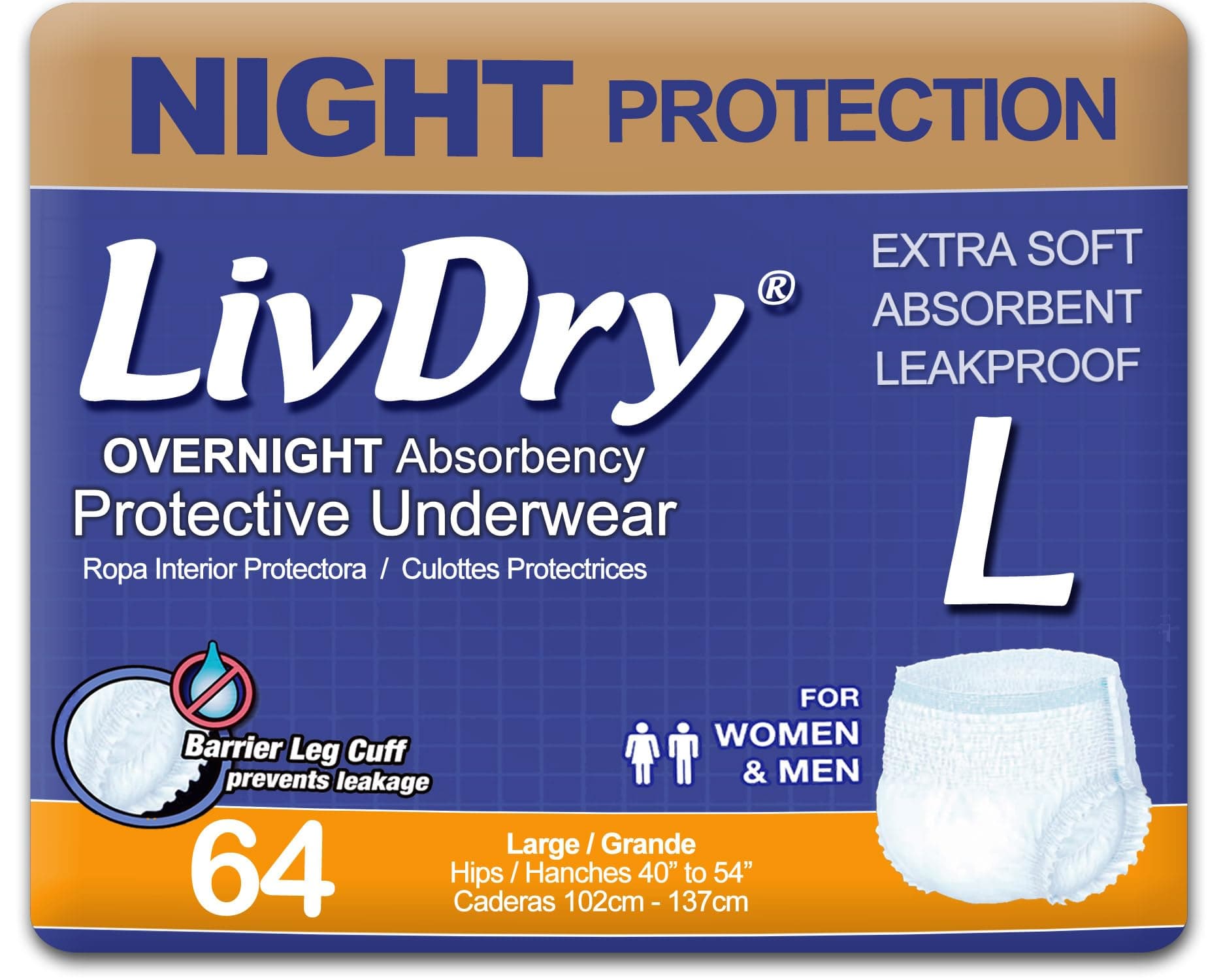 Overnight Protective Underwear Large size Count: 64