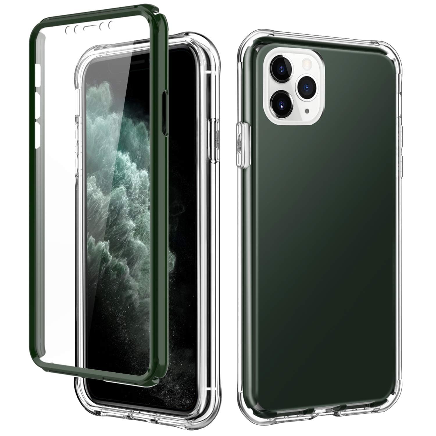 iPhone 11 Pro Case 5.8 inch,[Built in Screen Protector] Full Body Shockproof Dual Layer High Impact Protective with Hard Plastic & TPU Strong Phone Cover for iPhone 11 Pro 2019,Midnight Green