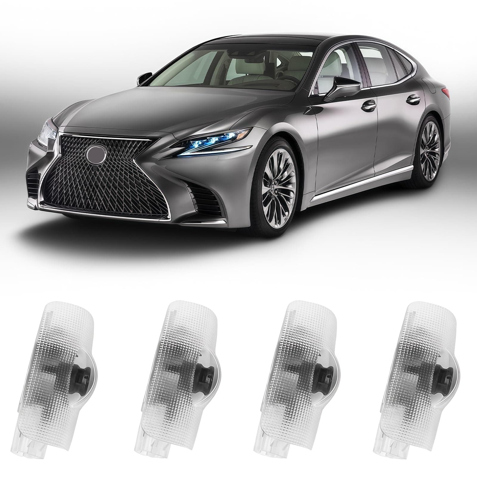 4Pcs Car Door Lights Logo Projector Compatible for LS/ES/is/LX/RX/GS/GX/RC/UX Car Accessories, No Fade HD LED Car Welcome Projector Lights, 3D Ghost Shadow Light