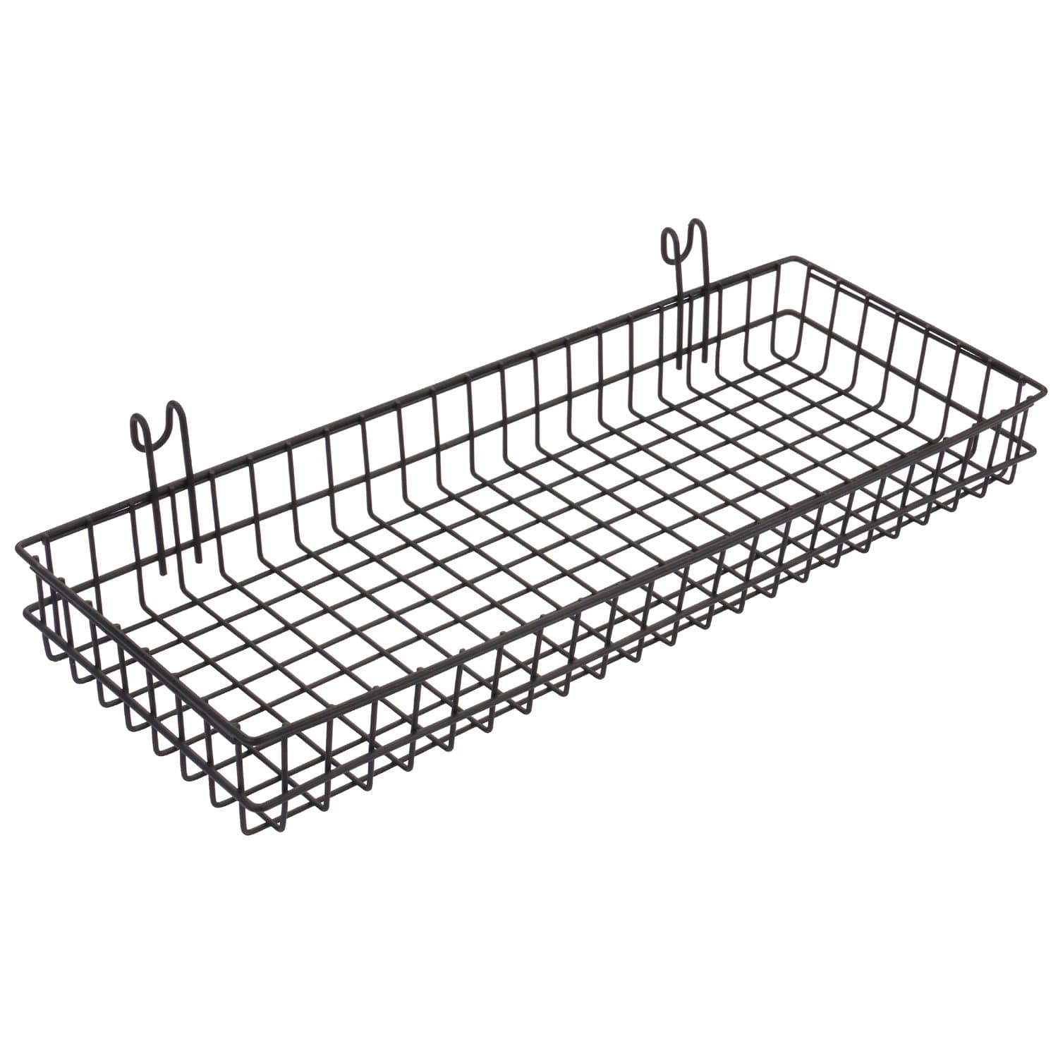 PLINRISE Multipurpose Mesh Wall Plated Basket, Panel Hanging Tray, Wall Mount Kitchen Bathroom Bin Organizer, Wire Metal Storage Shelf Rack Idea For Home Supplies,Wall Decor (Black Bigger)
