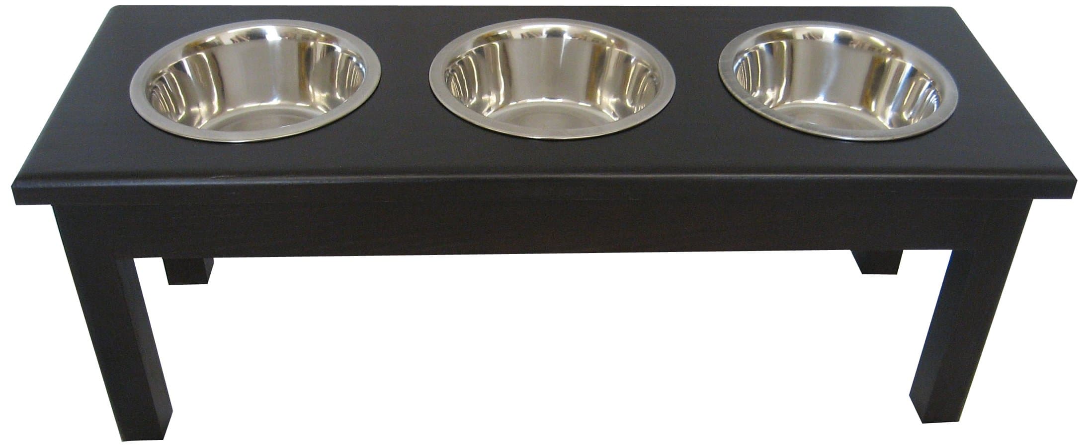 Classic Pet Beds 3-Bowl Traditional Style 2-Quart Ash Pet Diner, Medium, Espresso