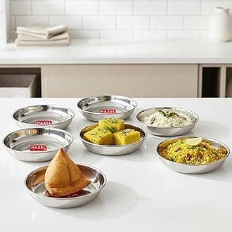 HAZEL Designer Steel Plates/Dishes - 6 Pcs Set - 12 cm Medium