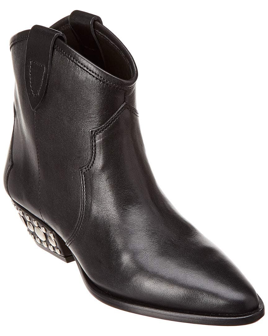 Isabel Marant Dawyna Leather Ankle Boot, 36, Black