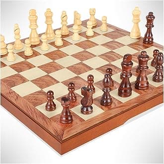 Chess Set Board Games for Adults: Handmade Walnut Wooden 15"