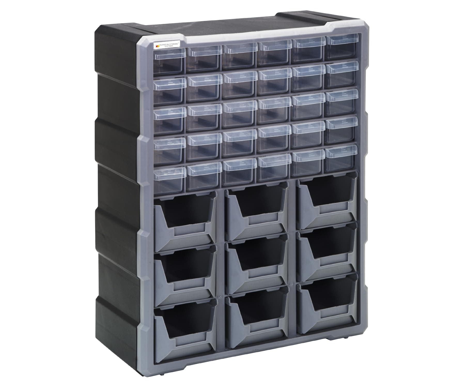 PDC-930BK Clear Plastic Drawer Cabinet, 30 Drawers/9 Bins