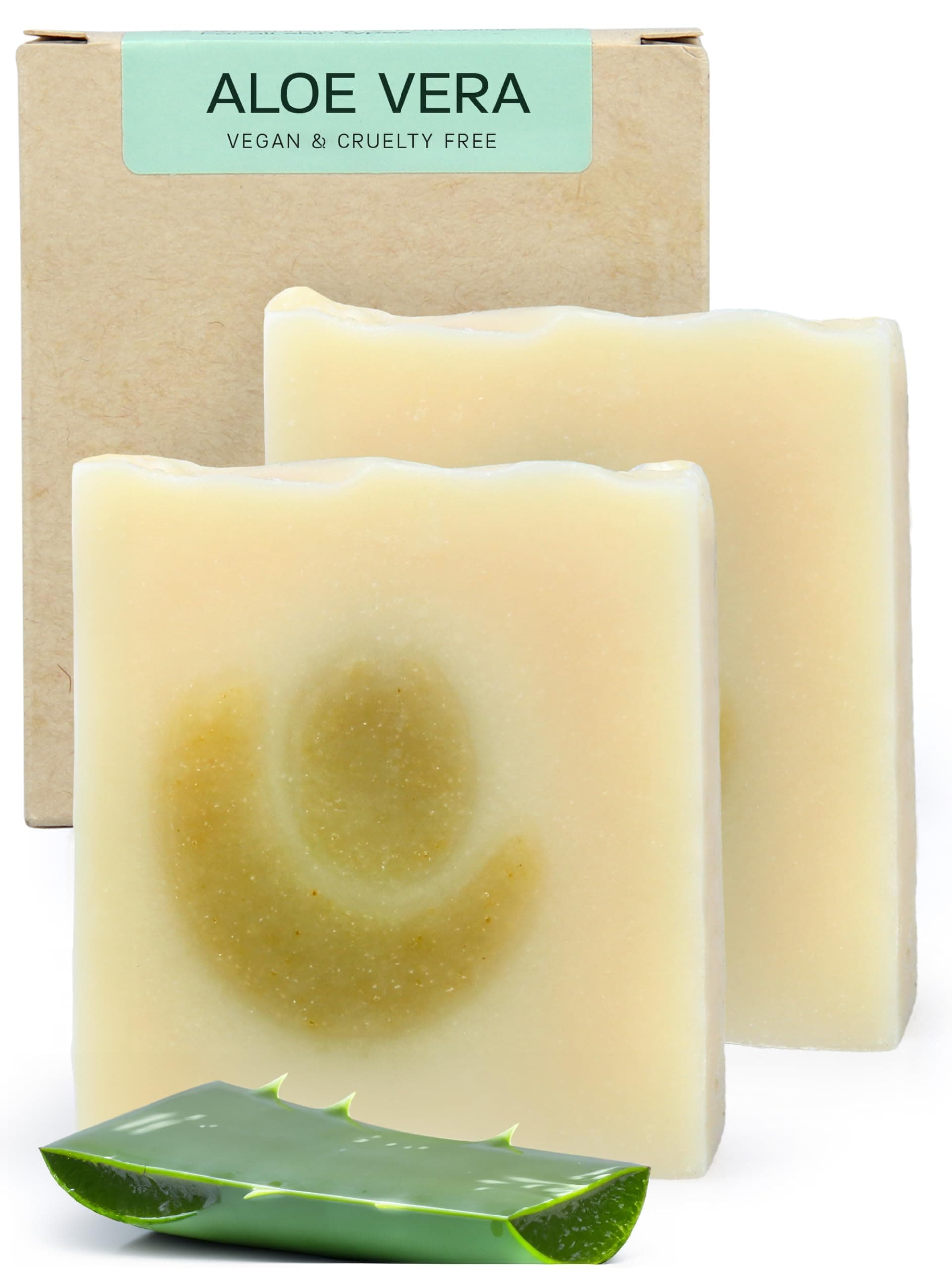 AUTHENTIC BATH & SOAP Cold Processed - Aloe Vera Soap Bar - Soothing, Hydrating for Men & Women, Natural, Cruelty Free, Vegan, Handmade, Face & Body Wash for All Skin Types. (Pack of 2) 120 gr Each