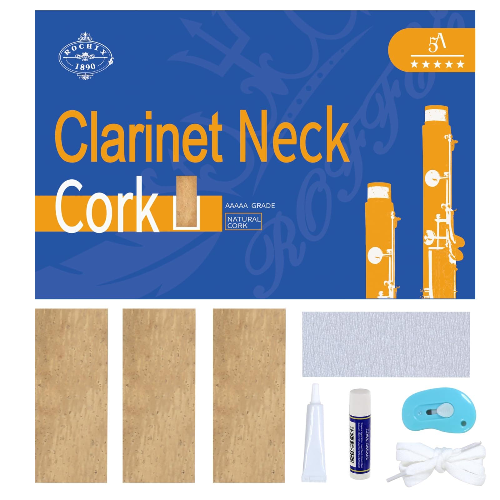 Clarinet Joint Cork Replacement Kit – Includes Cork, Glue, Knife, Taping, Cork Grease & Sandpaper – Complete DIY Repair Set for All Clarinets