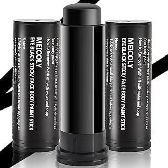 MEICOLY 3pcs Eye Black Stick for Sports,Easy to Color Athletes Black EyeBlack, Sporting Face Paint for Baseball Softball Football Lacrosse,Smooth Easy to Apply Halloween Face Body Paint Stick,1.5Oz