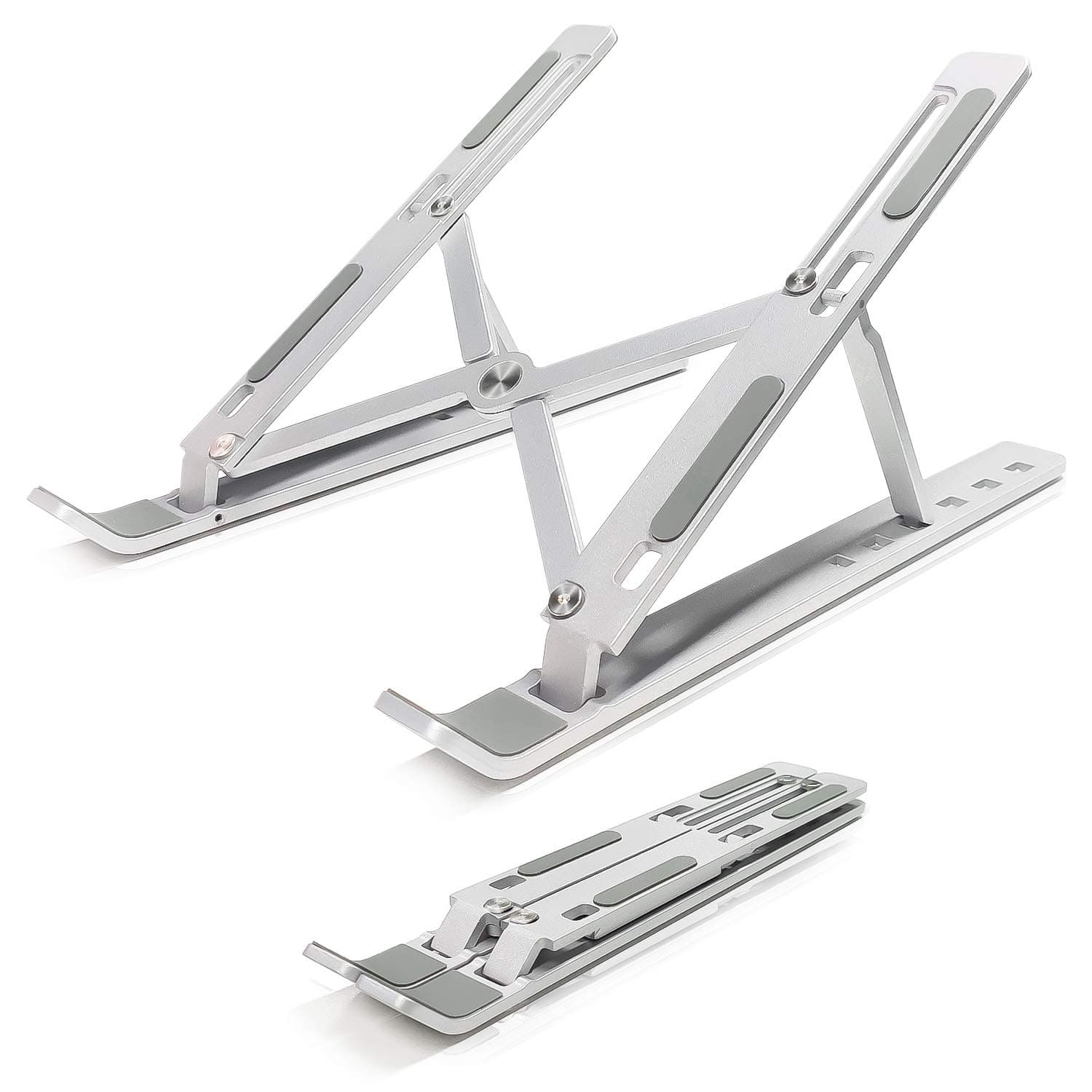 Portable Laptop Stand, Foldable and Adjustable Aluminum Computer Holder, Ergonomic Design Compatible with All 10-15.6’’ Laptop, Space Gray