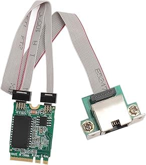 M.2 A E Card NIC Bent Pin, Gigabit Ethernet Server Adapter, M.2 A E I210AT Single Port Gigabit Server NIC Adapter Supports 1000/100/10Mbps,NIC I210AT Chip GBE Ethernet RJ45