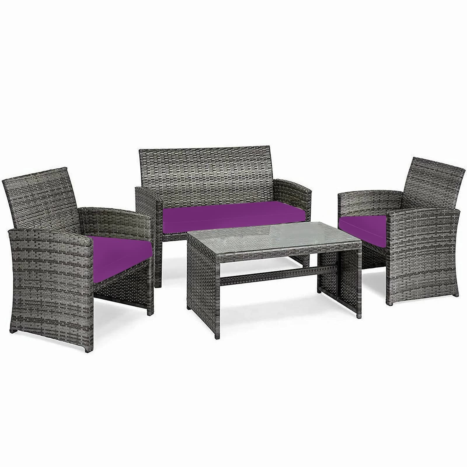 iSTYLE MODE BETTER HOME CHOICE 3 Pieces Replacement Cushions Set For Rattan Chairs Sofa Patio Garden Outdoor Furniture Water Resistant Patio Padding Lightweight and Durable (Purple)