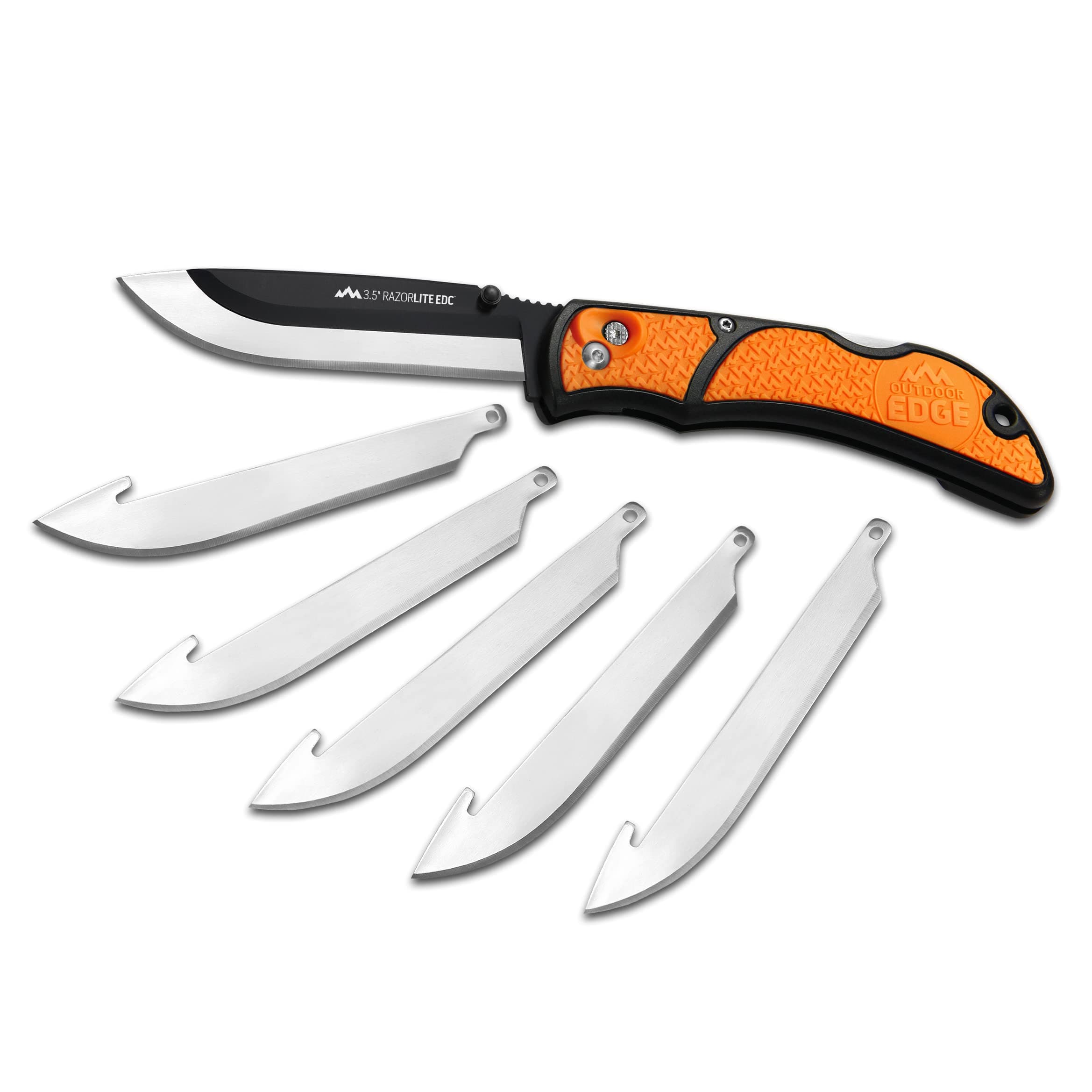 3.5" RazorLite EDC Knife. Pocket Knife with Replaceable Blades and Clip. The Perfect Hunting Blade for Skinning Deer. Blaze Orange with 6 Blades
