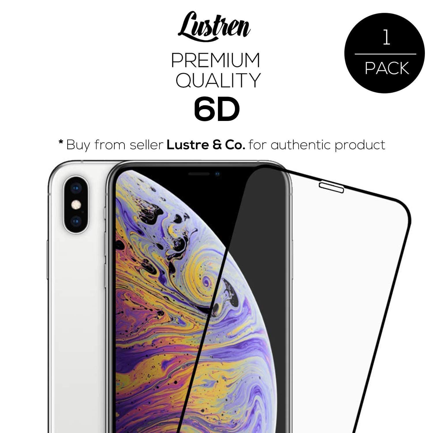 Lustren Full 6D Tempered Guard Screen Protector with 9H Protection for Apple iPhone Xs (Black)