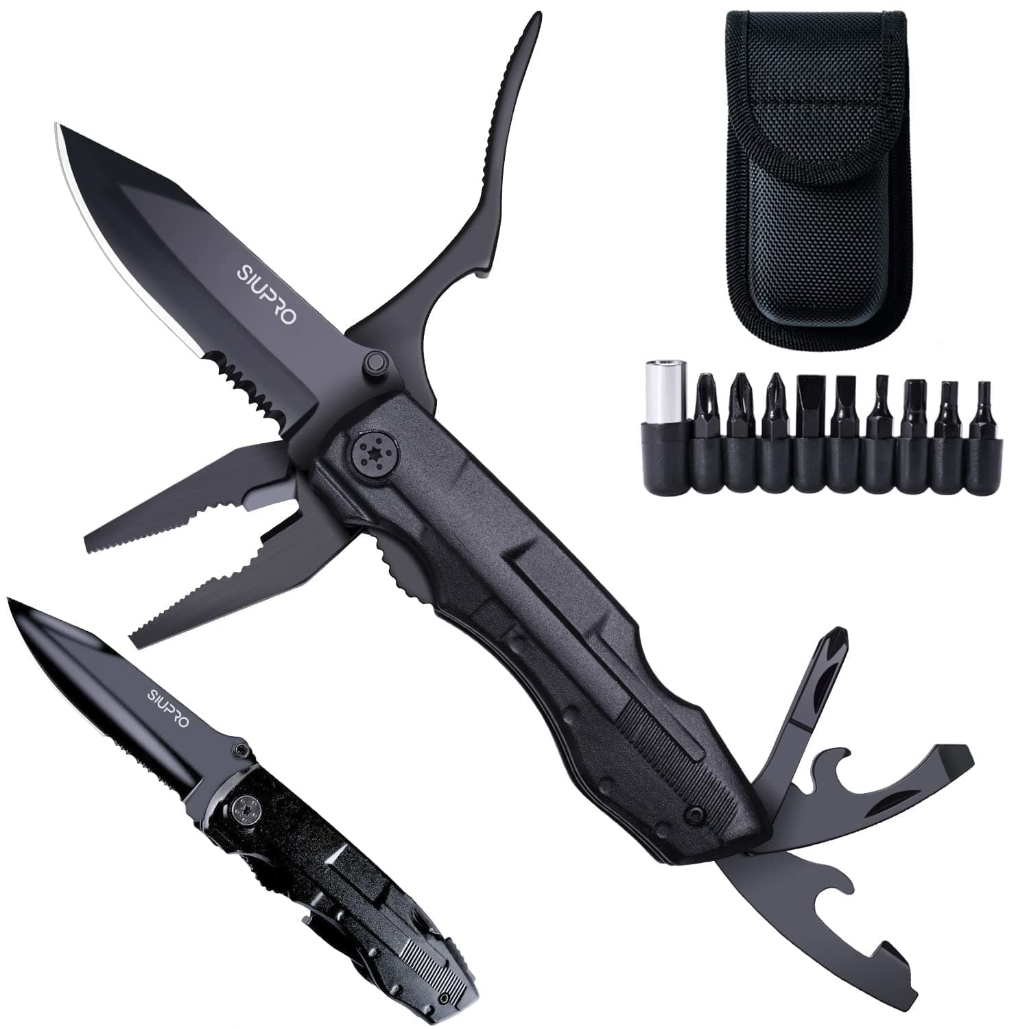 Multitool Pocket Knife for Men, Tactical Folding Multi Tool, Multipurpose Utility Plier Set, Camping, Survival, Hiking Gear, Screwdriver Kit, Mens Gifts Idea