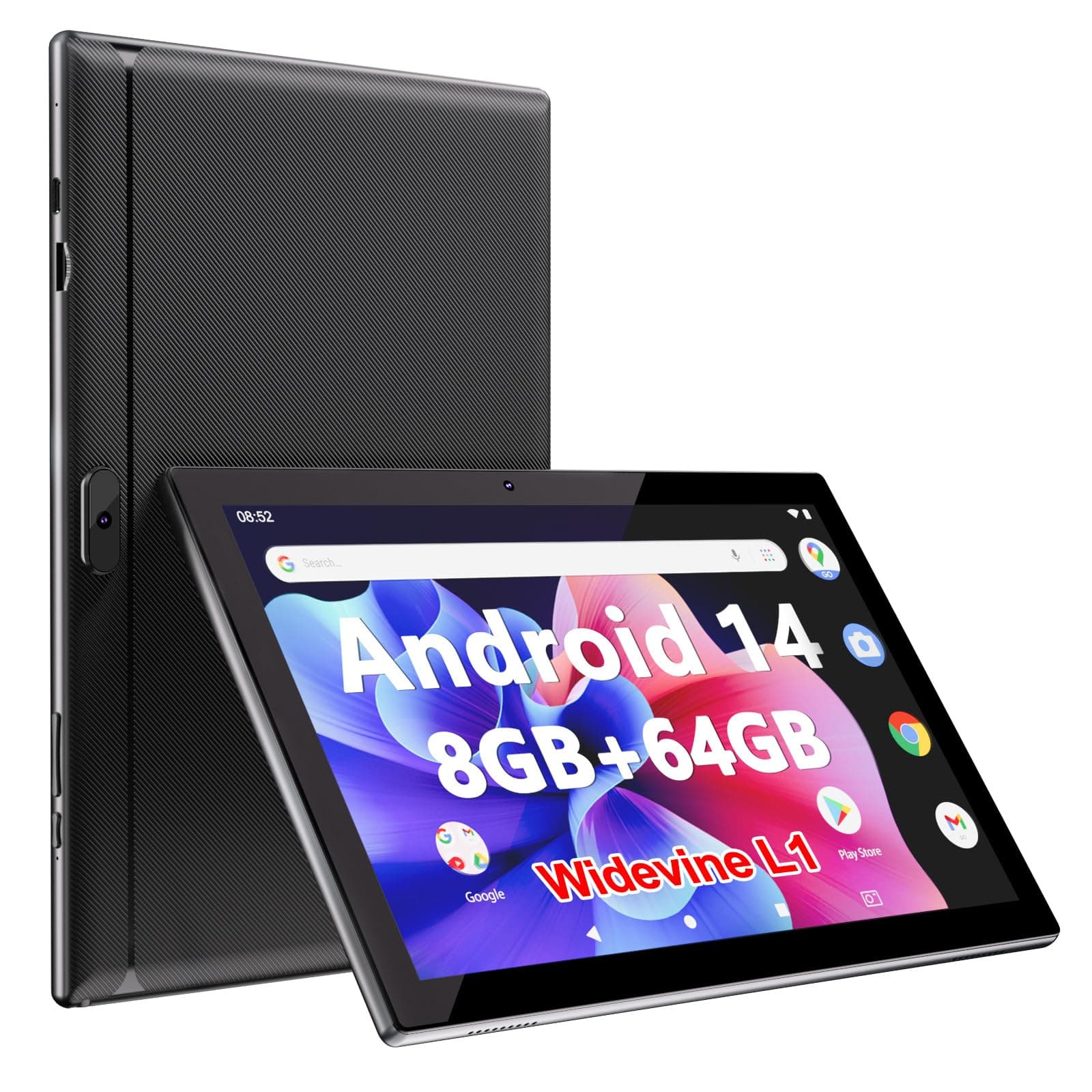 YQSAVIOR Android Tablet 14, Tablets 10 inch 8GB RAM+ 64GB ROM+ 1TB Expandable Tablet PC, 1280 * 800 IPS Screen, Dual Camera, Powerful Processor, 6000mAh Battery, Bluetooth,WiFi, Google Cert