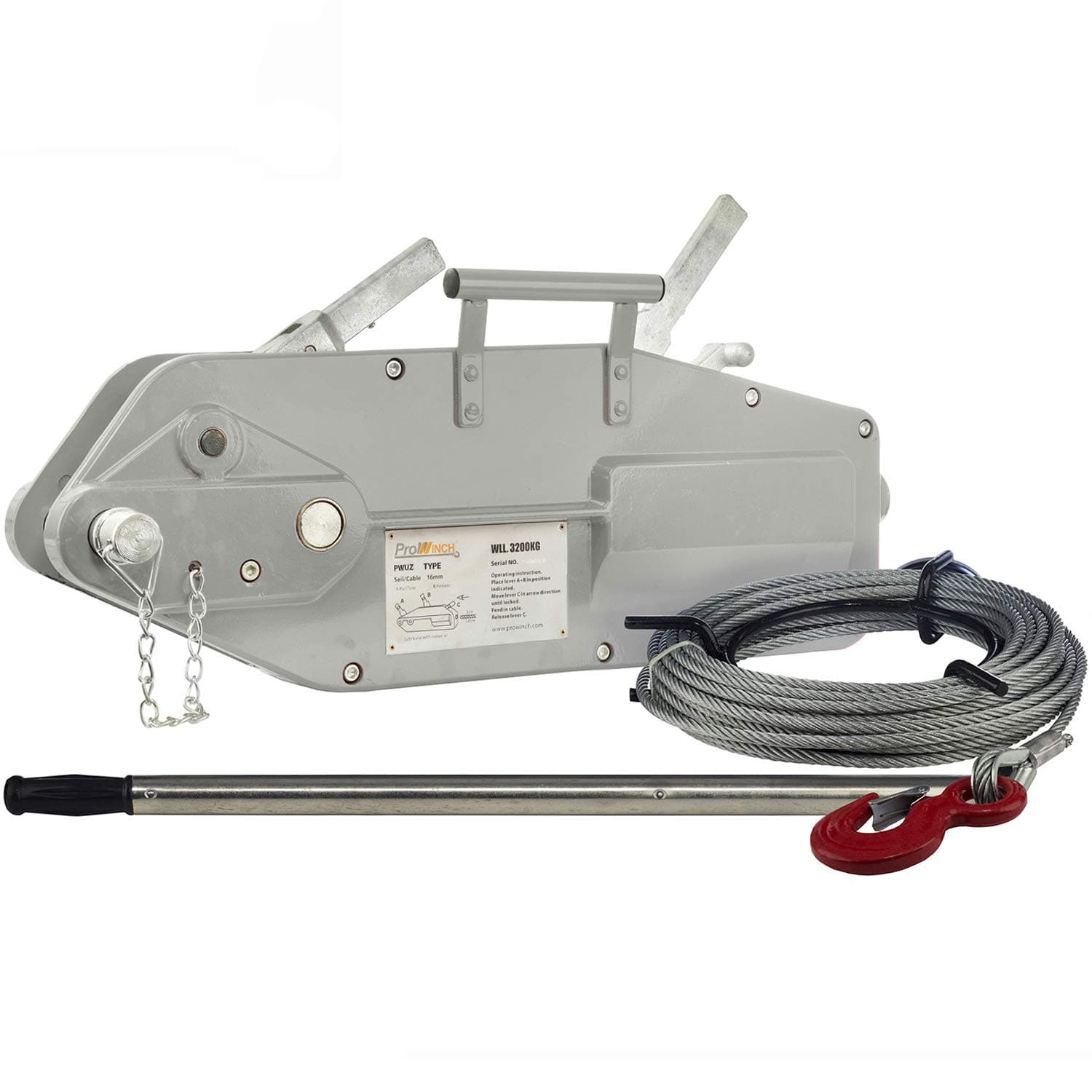 Prowinch 7040 lbs. Lever Cable/Wire Rope Puller Hoist 65 ft. Aluminium Body Light Weight