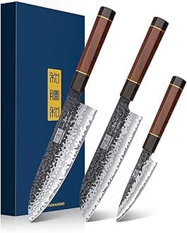HOSHANHO 3 Pieces Knife Set, Professional High Carbon Steel Kitchen Knives Set, Ultra Sharp Japanese Chef Knife Set with Ergonomic Handle & Gift Box