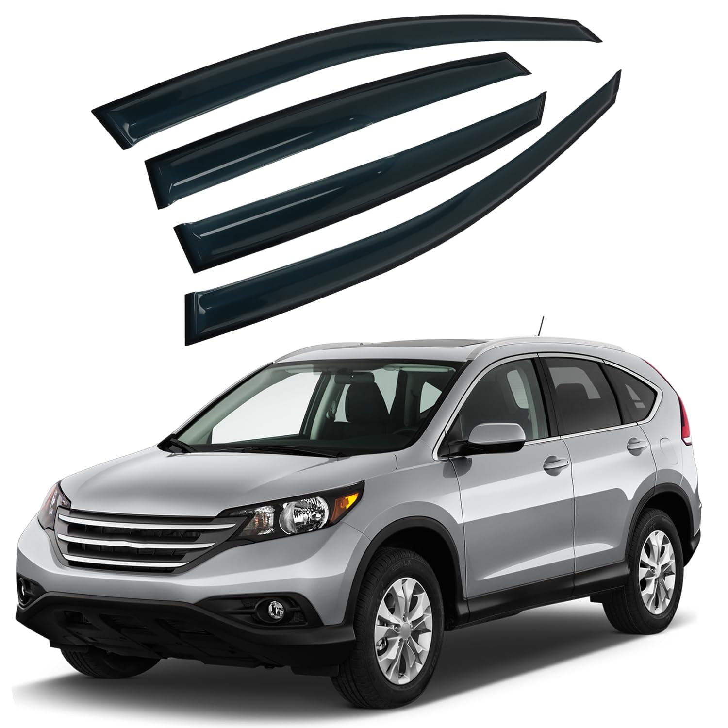4PCS Rain Guards Window Visors Wind Deflector Fits for 2012-2016 Honda CR-V (CRV) SUV, Front & Rear Vent Visors, Outside Mount Vent Shade Shield 2013 2014 2015