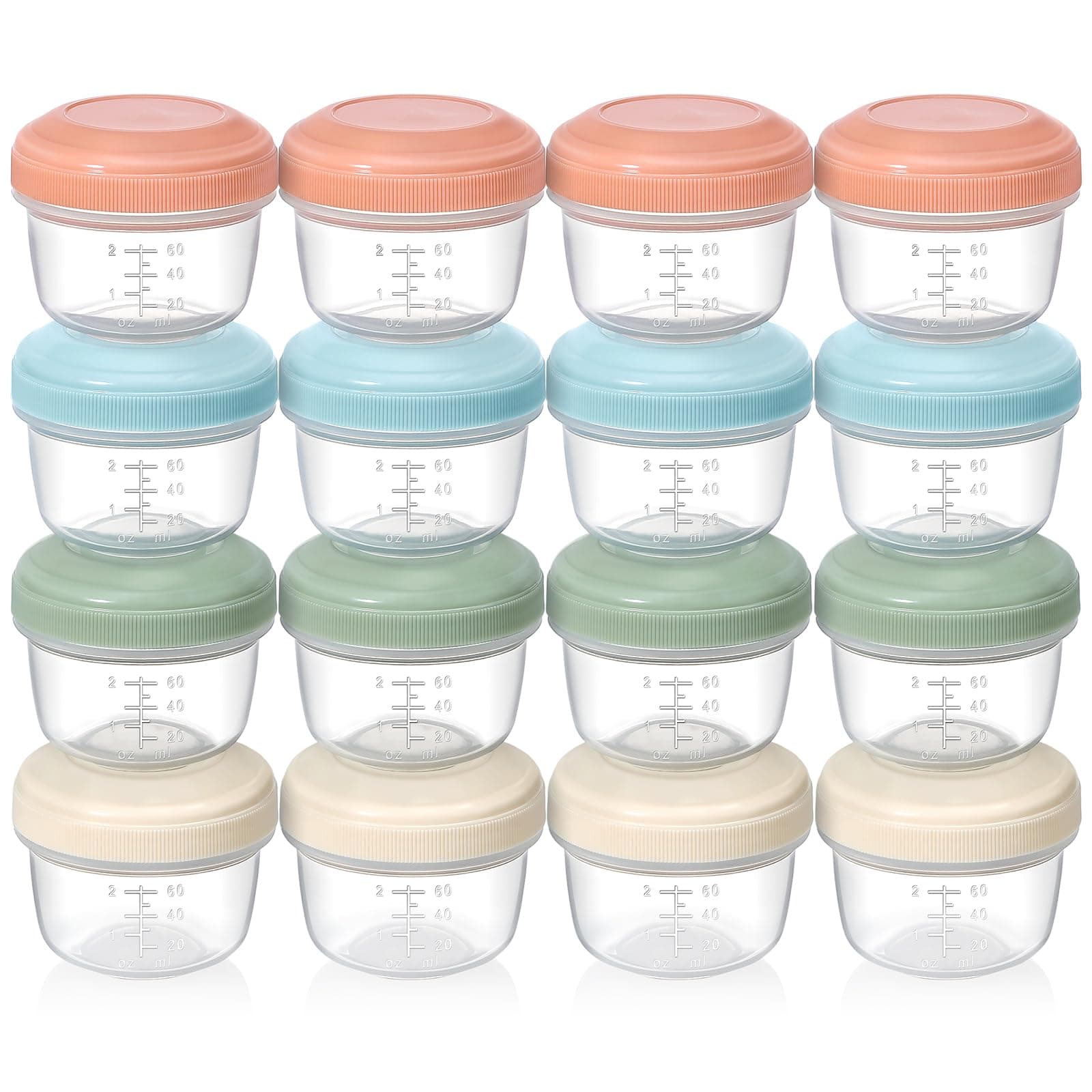 VITEVER [16 Pack] 4 oz Small Containers with Lids, Reusable Plastic Jars for Snack and Puree, Salad Dressing Container to Go, Deli Containers, Freezer Baby Food Containers, Dishwasher Safe, BPA Free