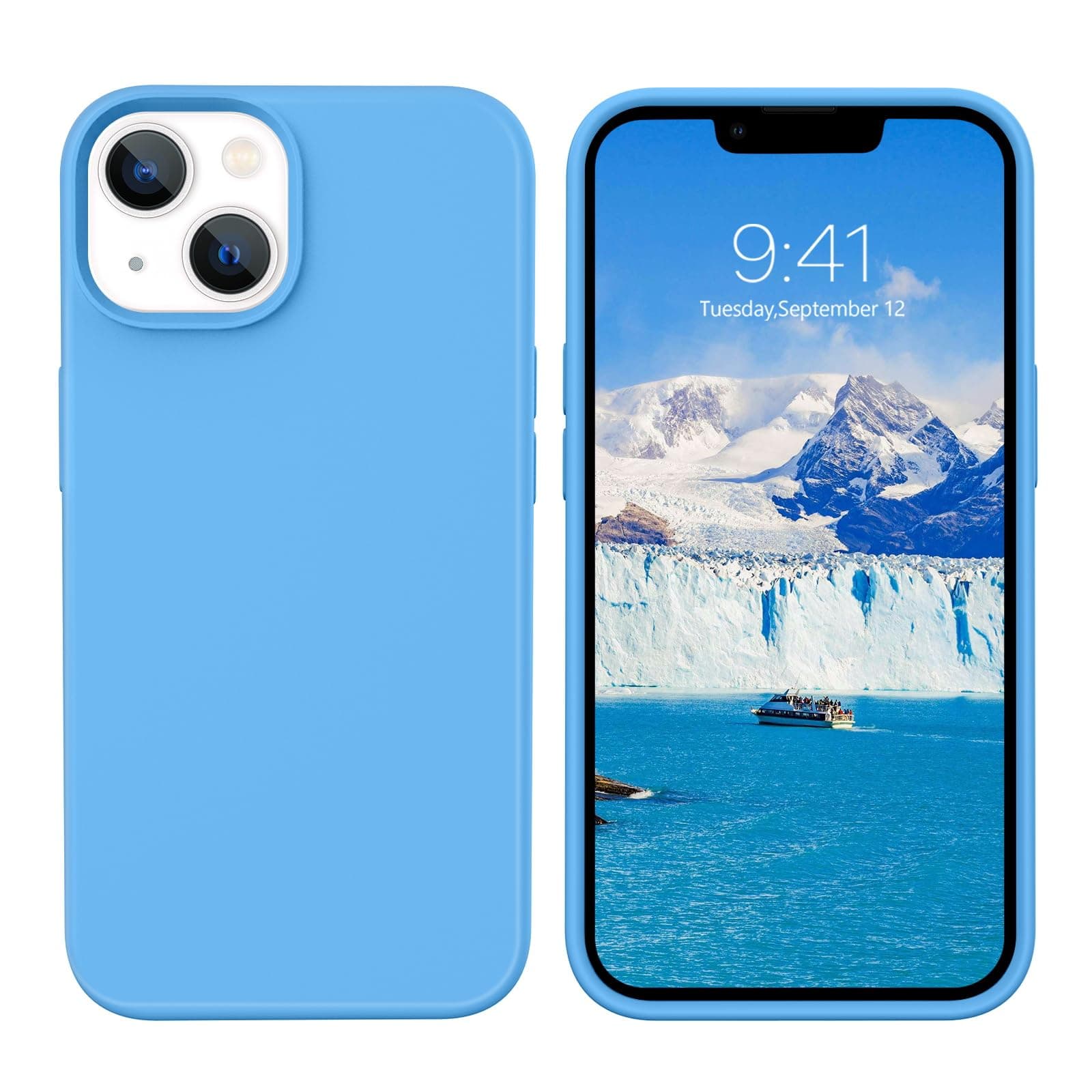 VENINGO iPhone 13 Case,Phone Case for iPhone 13,Slim Fit Liquid Silicone Soft Gel Rubber Lightweight Microfiber Lining Shockproof Anti-Scratch Protective Phone Cover for iPhone 13 6.1'', Bright Blue