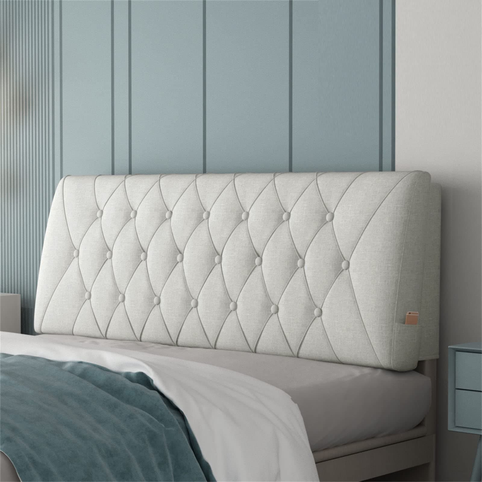 ZZYY Bedside Cushion Bed Backrest Linen Headboard Cushion Support Reading Pillow Bolster for Twin Full Queen King Daybed Bed Bunk Bed Removable Washable,Gray,71"/180cm(California King)