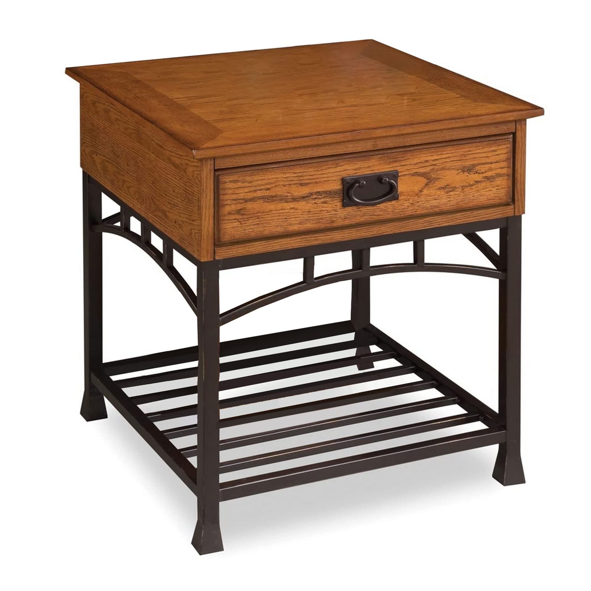 Modern Craftsman Distressed Oak End Table