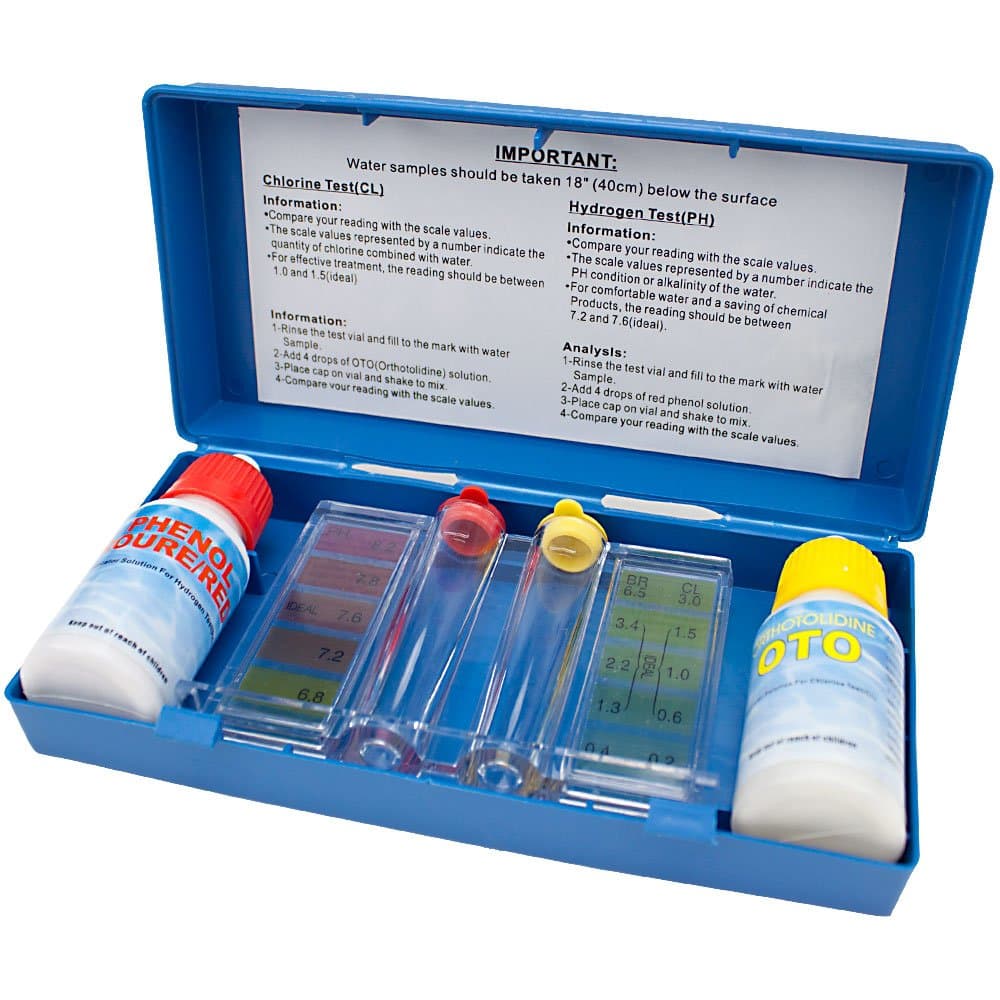 SplashTech 2-Way Pool Water Testing Kit (Chlorine & Ph) with Carry Case