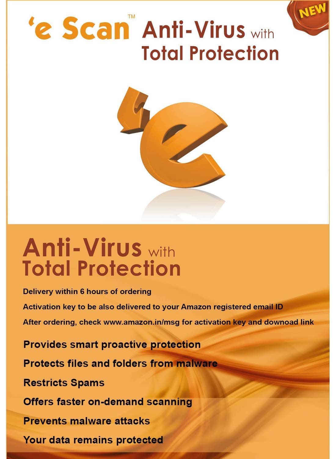 eScan Anti-Virus with Total Protection Version 11 - 1 PC, 1 Year (Email Delivery in 2 Hours - No CD)