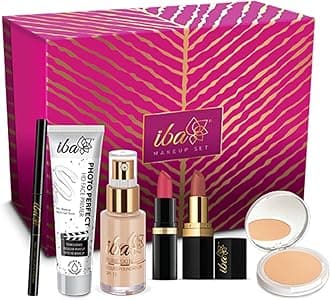 Iba Makeup Gift Set For Women (Fair) | Foundation, Compact, Primer, Lipsticks, Kajal Long Lasting Full Coverage Bridal Kit 100% Vegan & Cruelty-Free (6 Items Combo In