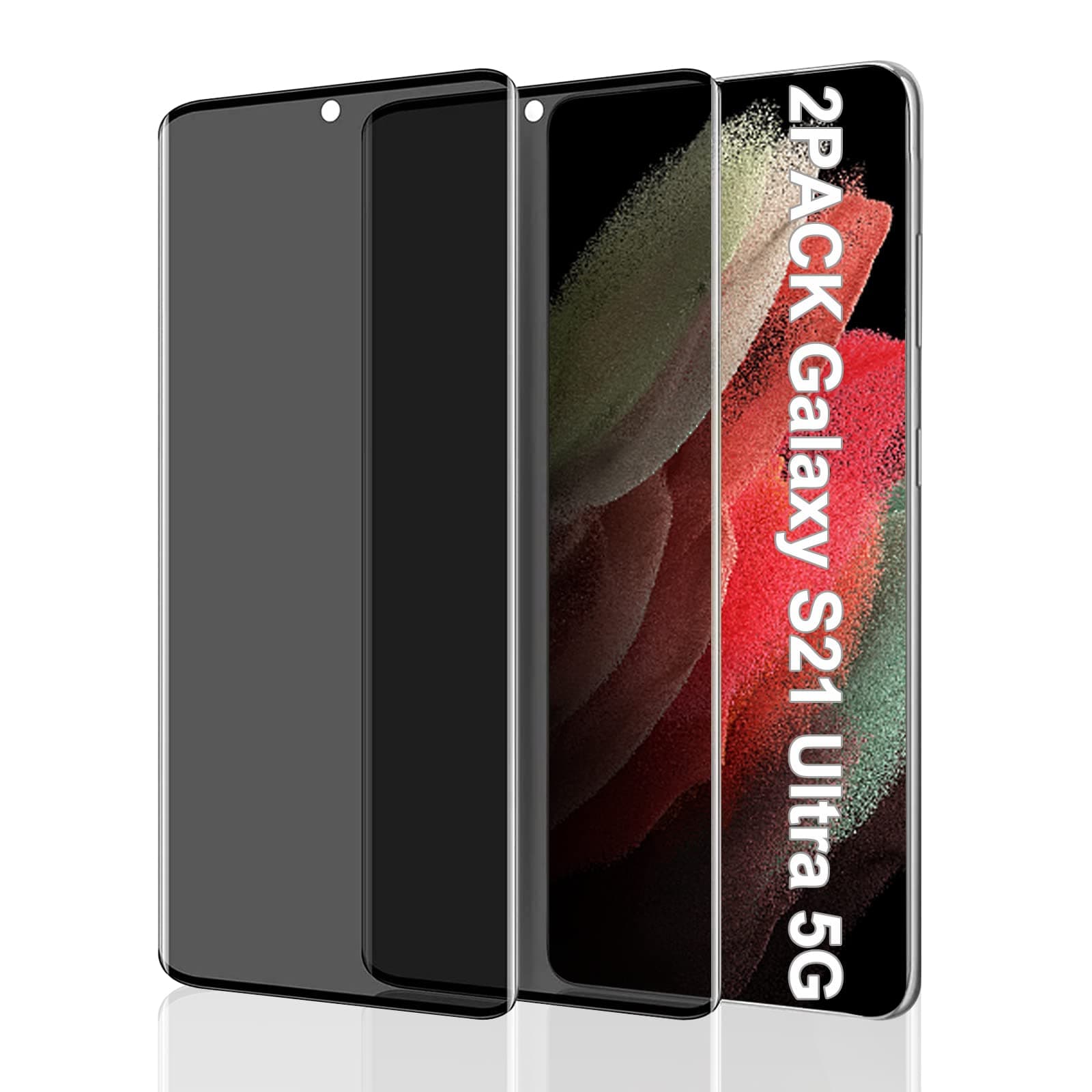 2PACK Galaxy S21 ultra Privacy Screen Protector Tempered Glass Anti-Spy 9H Hardness HD Tempered Glass Black Film privacy screen S21 for Samsung Galaxy S21 Ultra 6.8" 3D Full coverage Anti-Scratch